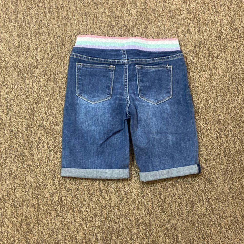 Vigoss Denim Shorts with Rainbow Waistband Size 12 New No Tag - Picture 3 of 8